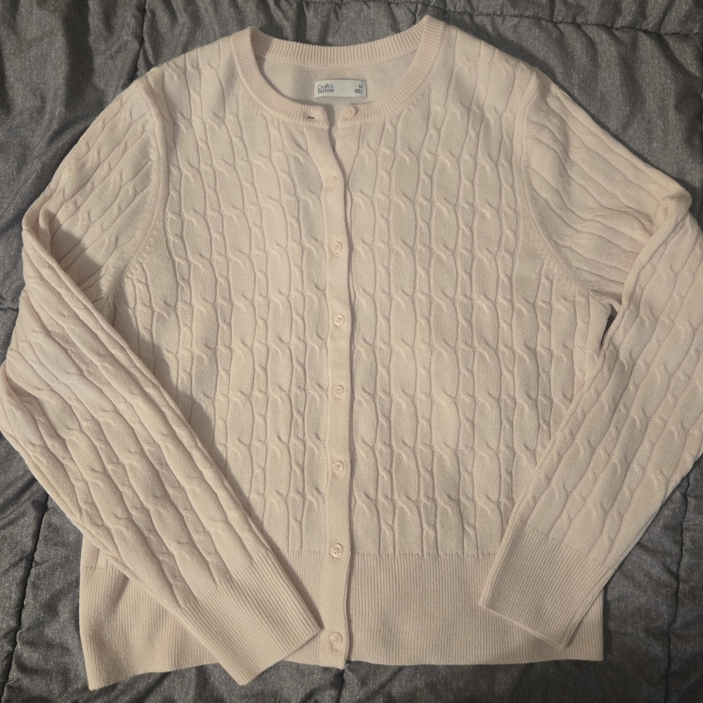 Croft & Barrow Women's Soft Pink Cable Cardigan